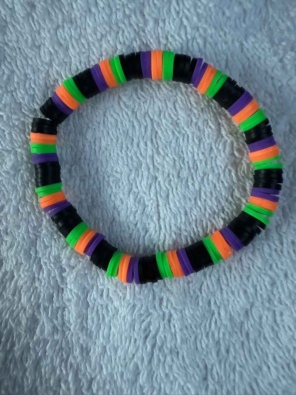 Kids Black, Green, Orange & Purple Beaded Stretch Bracelet